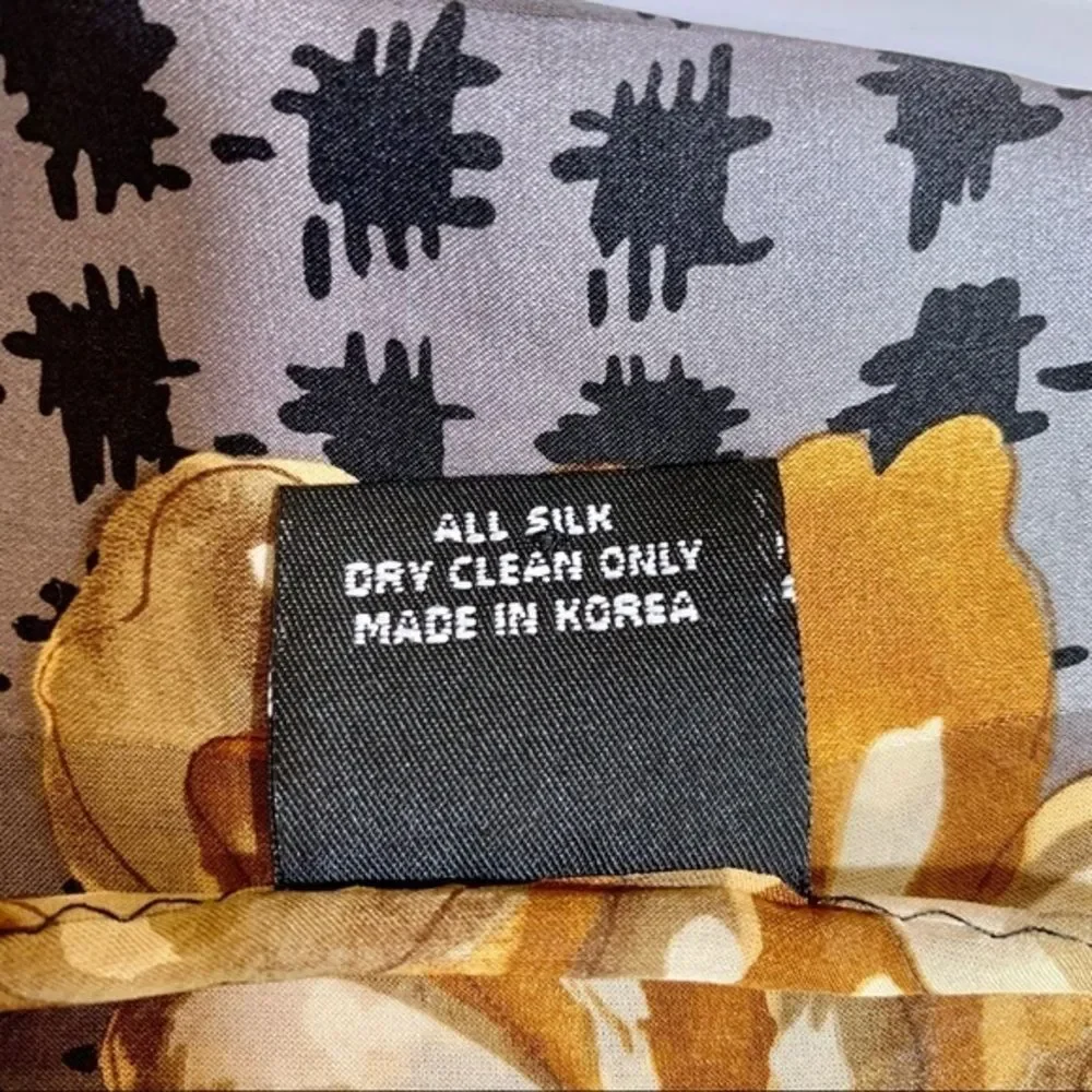 Cejon Gray‎ & Gold 100% Silk Scarf